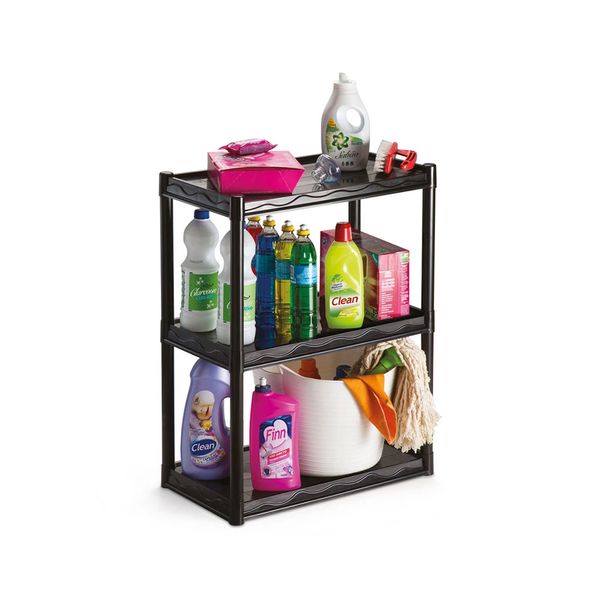 Estante de Plástico Multiuso Das Plast com 3 Andares Preta 55x30x71cm Estante de Plástico Multiuso Das Plast com 3 Andares Preta 55x30x71cm