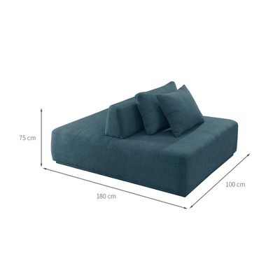 Sofá 2 Lugares e 1 Encosto Dalí Poliéster Azul