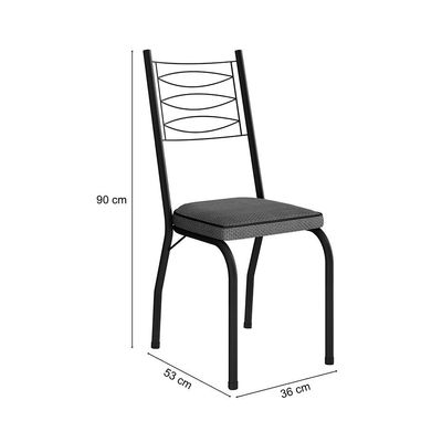 Conjunto com 2 Cadeiras Chipre Revestimento Sintético Platina e Preto