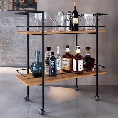 Carrinho Bar Industrial Com Rodizios P1036 Mell Preto Pp Milani Store Mell