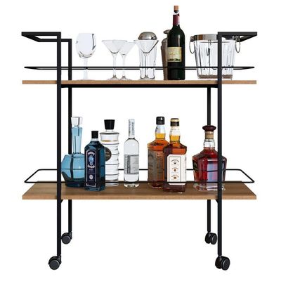 Carrinho Bar Industrial Com Rodizios P1036 Mell Preto Pp Milani Store Mell