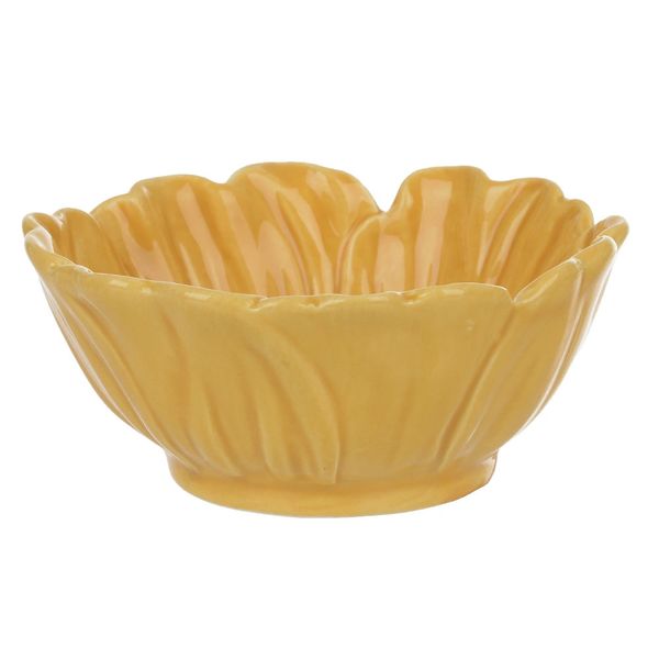 Bowl Petisqueira Cerâmica Flor Arte Pétalas Amarelo 10,2x10,2x4,5cm