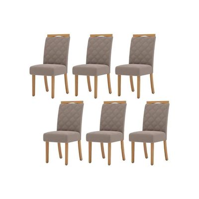 Kit 6 Cadeiras Sala Jantar Bella 6 Un Nature Suede Light Marrom Amendoa