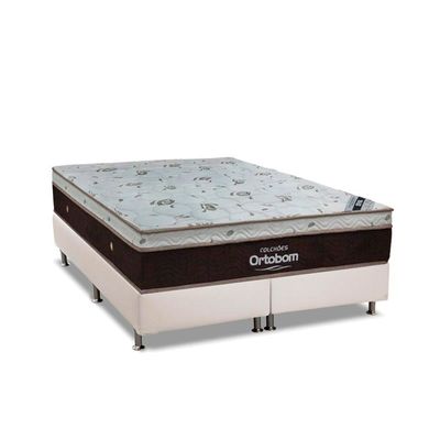 Cama Box: Colchão Molas Superpocket Ensacadas Ortobom Sleep King + Box Suede White (193x203)