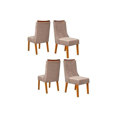 Kit 4 Cadeiras De Cozinha Jade 4 Un Freijó Suede Kraft
