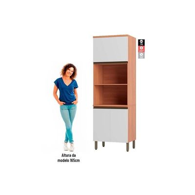 Módulo Cozinha Nicioli Loá Paneleiro Thela Macadâmia Torre Quente Com 3 Portas 70cm Freijó Branco-telasul