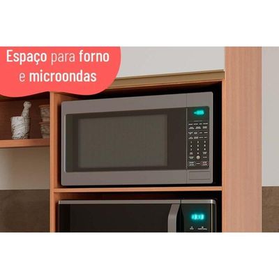 Módulo Cozinha Nicioli Loá Paneleiro Thela Macadâmia Torre Quente Com 3 Portas 70cm Freijó Branco-telasul