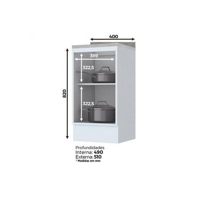 Módulo Cozinha Americana Balcão Com Tampo Com 1 Porta 40cm Cinza2 Aéreos + 1 Balcão + 1 Complemento