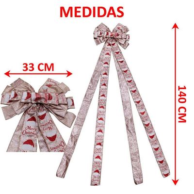 Laço Decorativo Merry Christmas Ponteira árvore Natal 140cm