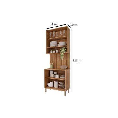 Kit Cozinha Modulada 3 Peças Divina 1 Aéreo + 1 Balcão + Complemento Cz006 Freijó Off White