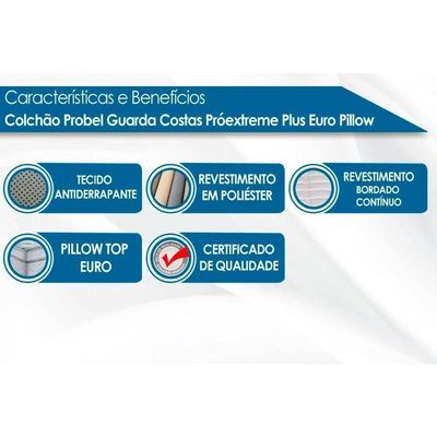 Cama Box King: Colchão Ortopédico Probel D45 Anatômico Guarda Costas Próextreme Plus + Base Crc Courano White (193x203)