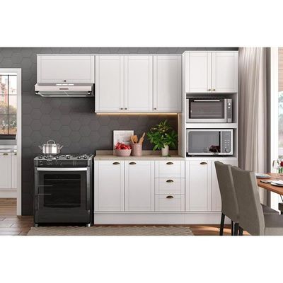 Paneleiro De Cozinha Bella 2616 Torre Quente Com 2 Fornos 4 Portas 70cm Nogal Cinza