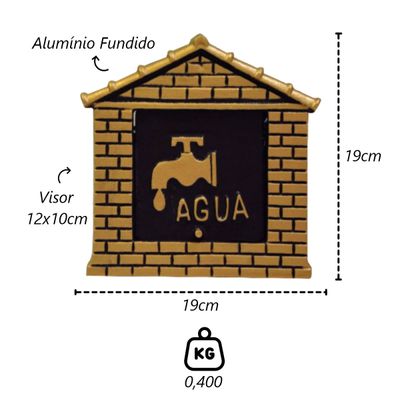 Visor Leitura Agua Colonial Ouro Alumínio Fundido 19x19cm