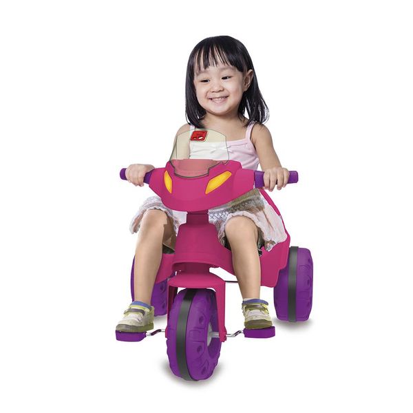 Triciclo Infantil Velobaby Passeio e Pedal Bandeirante Rosa