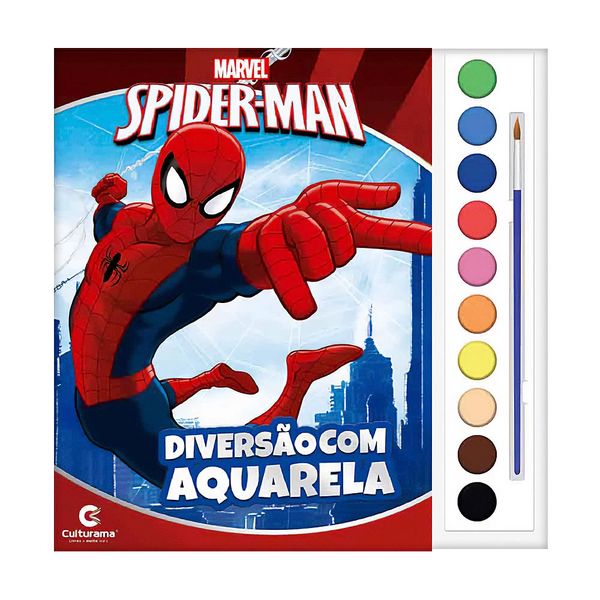 Livro Infantil Culturama Atividades Colorir Spider Man com Aquarela