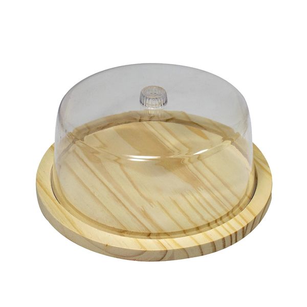 Boleira de Madeira com Tampa Acrílica Debiasi Natural Plus 25cm Boleira de Madeira com Tampa Acrílica Debiasi Natural Plus 25cm