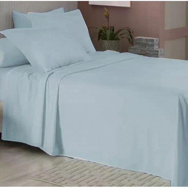 Jogo de Cama Queen Camesa Essencial Neo 100% Algodão Azul 4 Peças