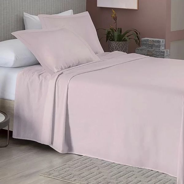 Jogo de Cama Queen Camesa Essencial Neo em 100% Algodão Rosé 4 Peças