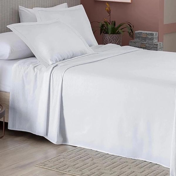 Jogo de Cama Solteiro Camesa Essencial Neo 100% Algodão Branco 3 Peças
