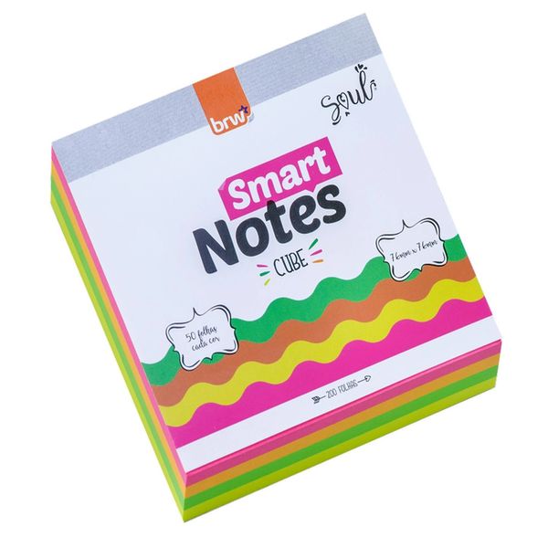 Bloco Adesivo Brw Smart Notes Cube Neon Colors 76x76mm 200 Folhas