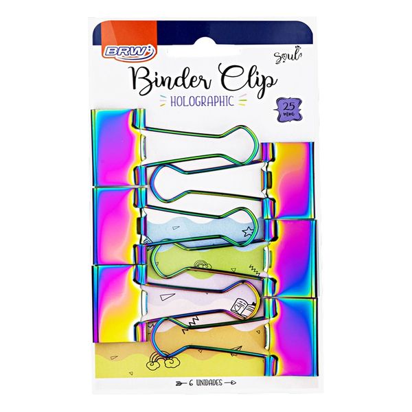 Blinder Clip Metalic Brw Rainbow 25mm com 6 Unidades