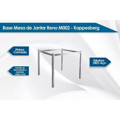 Conjunto Mesa De Cozinha Reno Com Tampo De Vidro 90x90cm E 4 Cadeiras Hydra Plus Cromada Capuccino Kappesberg