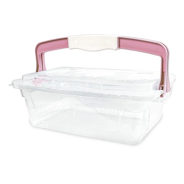 Organizador Infantil Cajovil Plástico Transparente com Alça Rosa 5,6L Organizador Infantil Cajovil Plástico Transparente com Alça Rosa 5,6L