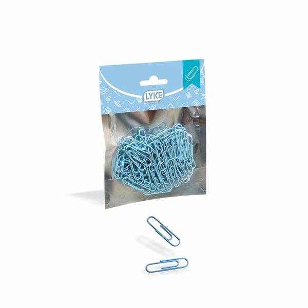 Clips Lyke Metálico Color Candy Azul 33mm com 100 Unidades