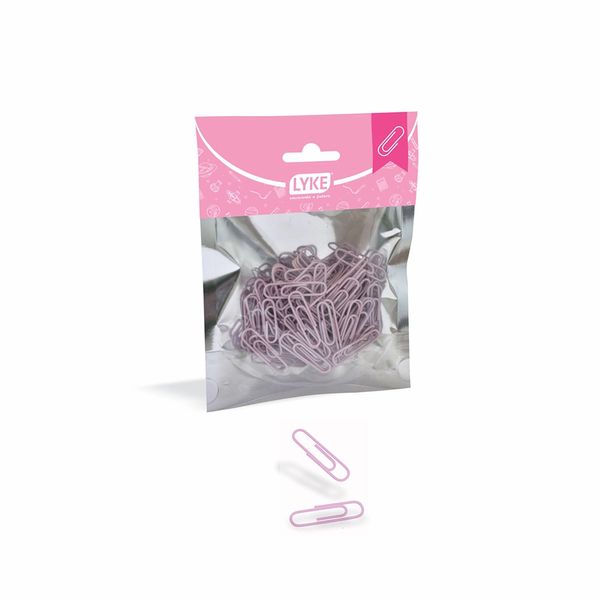Clips Lyke Metálico Color Candy Rosa 33mm com 100 Unidades
