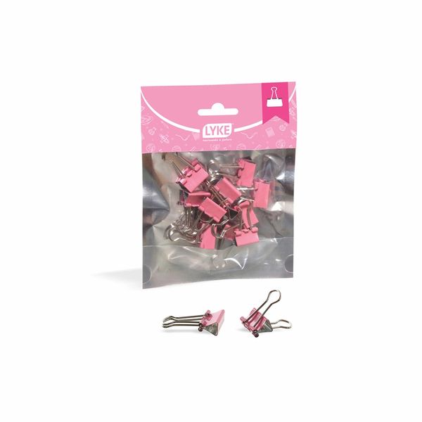 Binder Clips Lyke Metálico Color Candy Rosa 19mm com 12 Unidades
