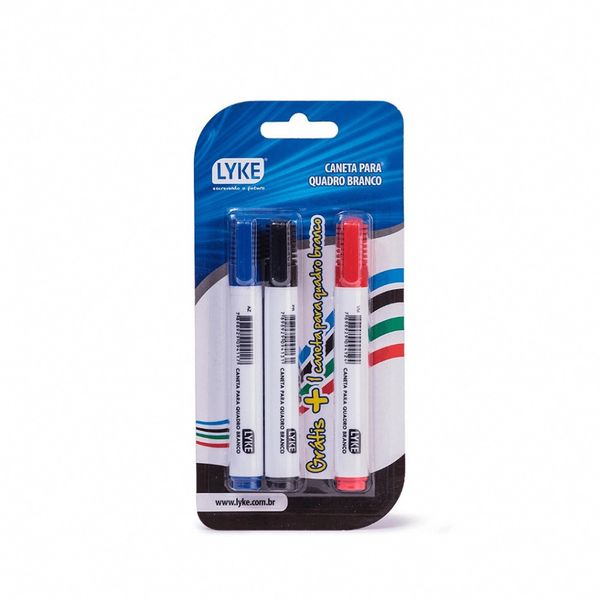 Marcador para Quadro Branco Lyke Colors com 3 Unidades
