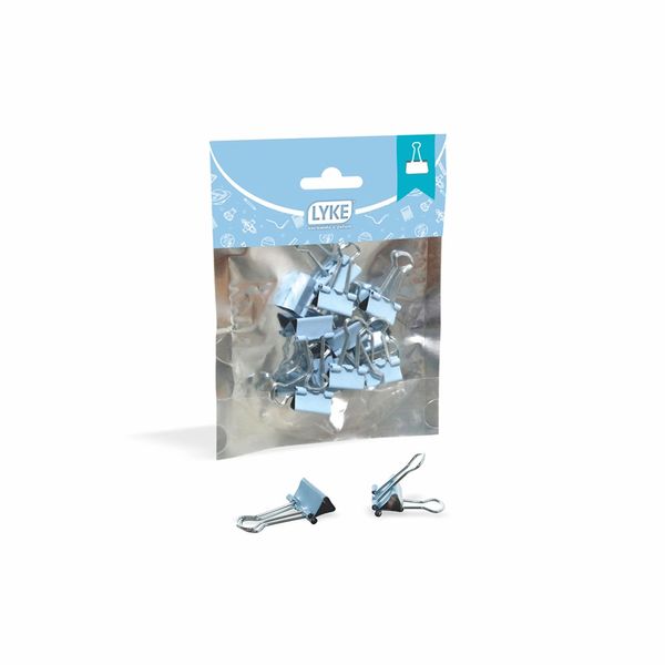 Binder Clips Lyke Metálico Color Candy Azul 19mm com 12 Unidades
