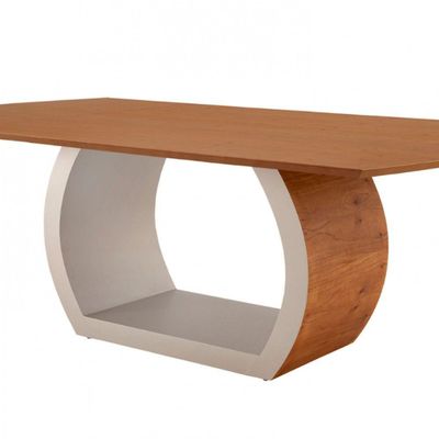 Mesa Para Sala De Jantar Ellis 220cm Madeira Moderna Mobília Cinamomo Com Off White/cinamomo Imbuia