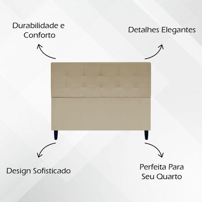 Cabeceira Cama Ivy Para Cama Queen 160 Cm Suede Nude, Suede