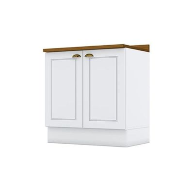 Gabinete De Cozinha Modulado Balcão Com Tampo Americana Com 2 Portas 80cm Branco