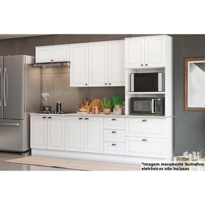 Kit Cozinha Modulada 7 Peças Americana 2 Aéreos + 2 Balcões+ 1 Paneleiro + 2 Complementos Cz145 Branco