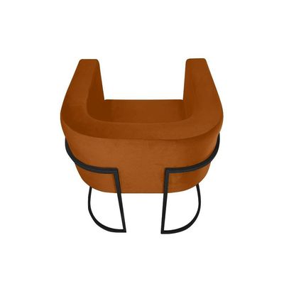 Kit 10 Cadeiras De Jantar Premium Base De Ferro Preta Veludo Terracota Laranja