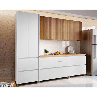 Cozinha Completa 5 Peças Rainha Gourmet 2 Aéreos 2 Balcões 1 Paneleiro C5p33 Branca Nature