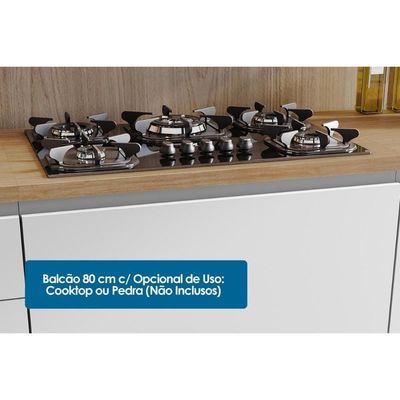 Cozinha Completa 5 Peças Rainha Gourmet 2 Aéreos 2 Balcões 1 Paneleiro C5p33 Branca Nature