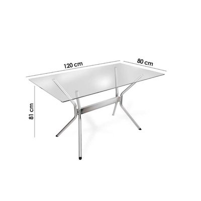 Conjunto Mesa De Cozinha Loire Com Tampo De Vidro 120x80cm E 4 Cadeiras Florença Cromada Courano Preto Kappesberg