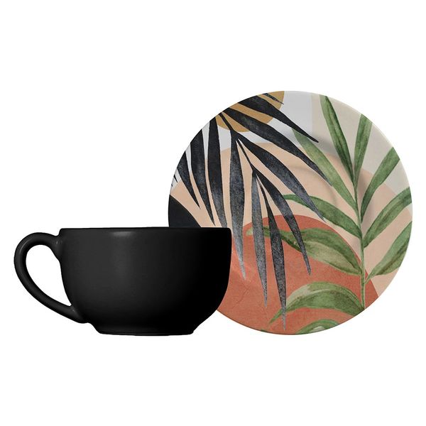 Xícara de Chá com Pires em Cerâmica Alleanza Atlântica 200ml Xícara de Chá com Pires em Cerâmica Alleanza Atlântica 200ml