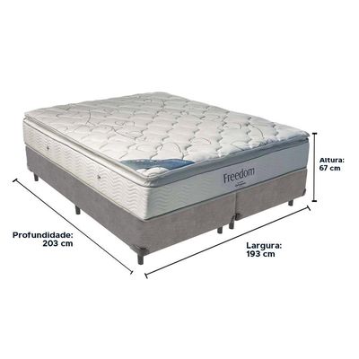 Cama Box Cinza E Colchão Freedom Molas Ensacadas King Ortobom