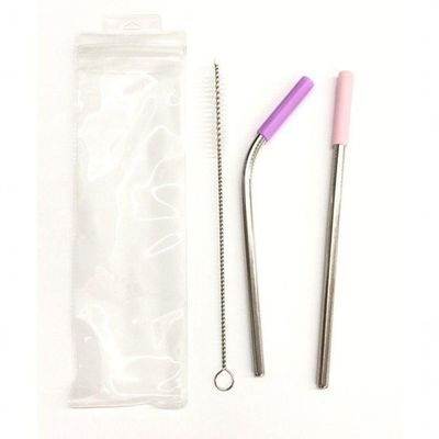 5 Kit Canudo Reto E Curvo Com Bico De Proteção De Silicone