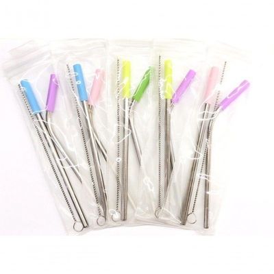 5 Kit Canudo Reto E Curvo Com Bico De Proteção De Silicone