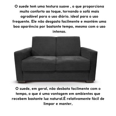 Sofá Estofado 2 Lugares Sala Estar Recepção Natália Suede preto