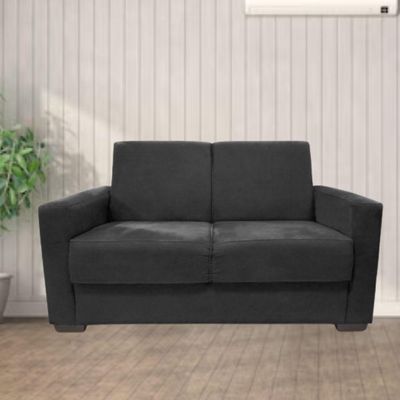 Sofá Estofado 2 Lugares Sala Estar Recepção Natália Suede preto