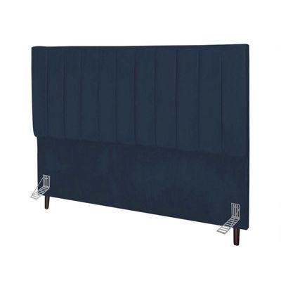 Cabeceira Estofada Cama Solteiro 90 Cm Sara Suede E Frame Cor:azul Marinho