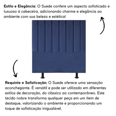 Cabeceira Estofada Cama Solteiro 90 Cm Sara Suede E Frame Cor:azul Marinho