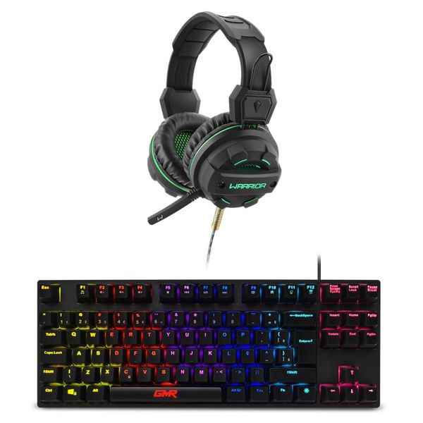 Combo Gamer - Headset Gamer Magne P2+USB Com LED Verde e Teclado Gamer Mecanico TKL LED Multi - PH143K PH143K