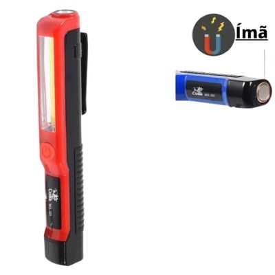 Lanterna Vermelho Bastão Com Imã 3 Modos De Iluminação Led